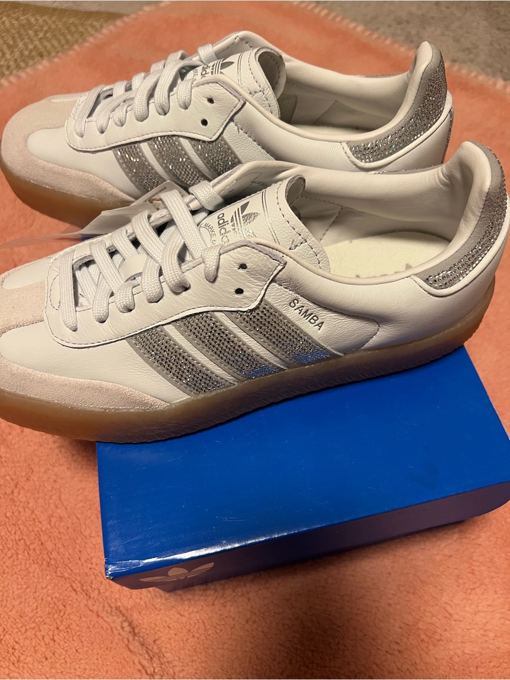 adidas Samba White with Silver Stripe Sneakers